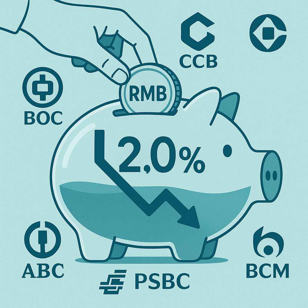 中國六大行降存款利率，一年期定存跌破1%︱理財鴿